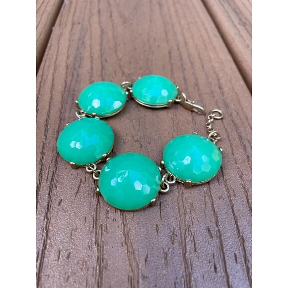 Acrylic Emerald Green Statement Bracelet, Gold Tone, up to 8.5 inches - Picture 4 of 8